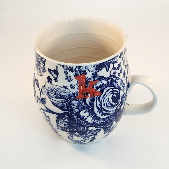 Anthropologie Homegrown Monogram Mug – Initial K – Blue Floral Toile Stoneware - Picture 5 of 10